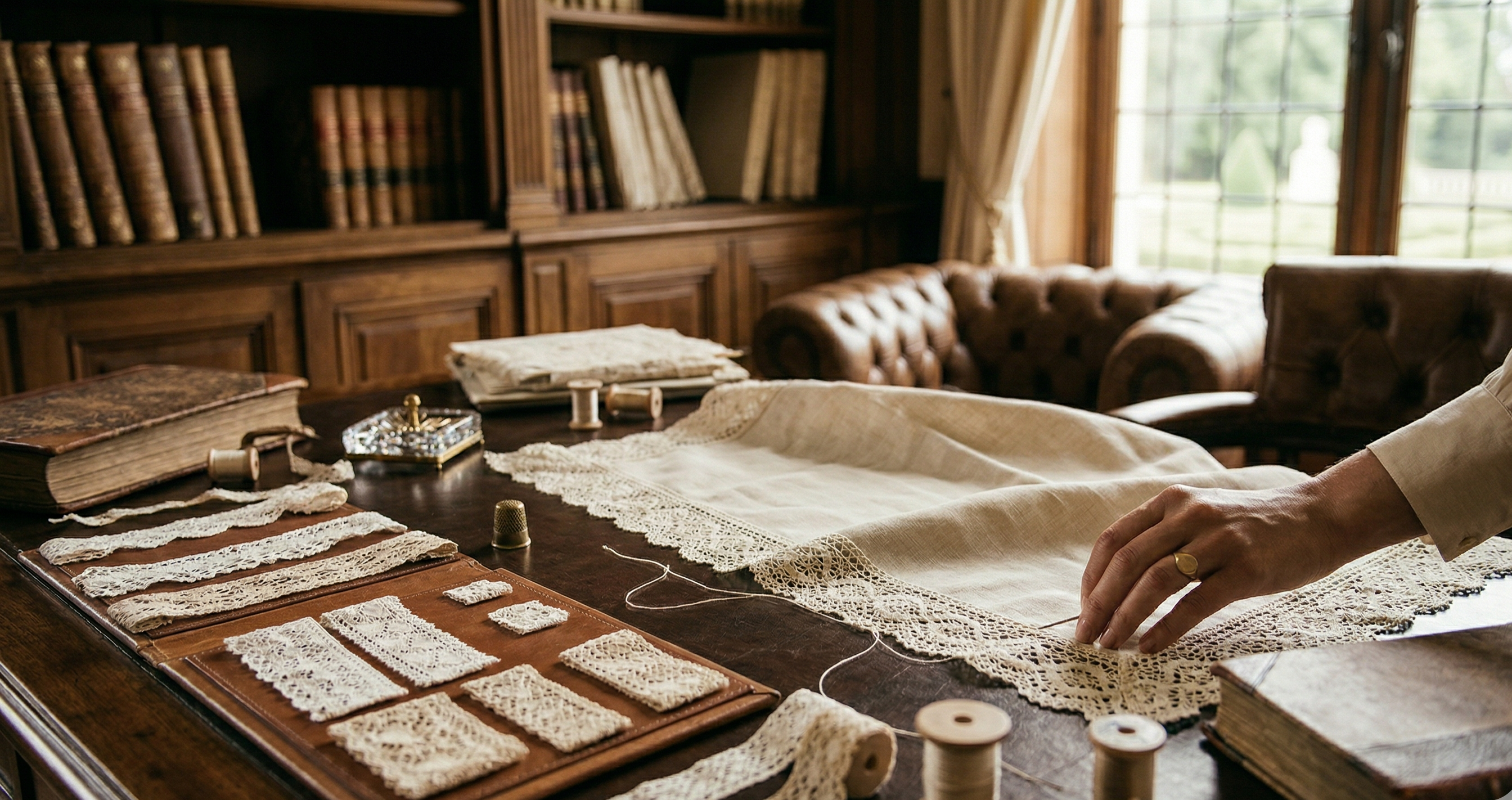 "Renda de algodão portuguesa para passamanaria de luxo, coleção Delicadeza da Herança da L&L Concept Retail.