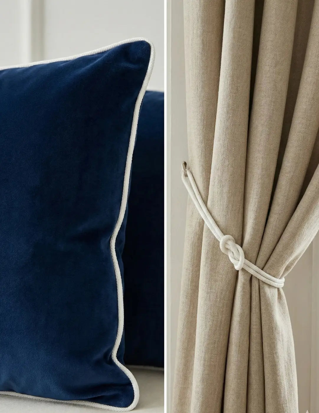 Almofada de veludo azul marinho com cordão nautilus branco 100% poliéster alta performance e definição nítidas