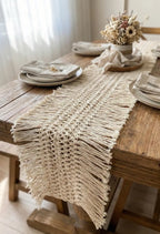 Franja alhambra algodão puro 100% natural creme macramé com franjas para decoração l&l