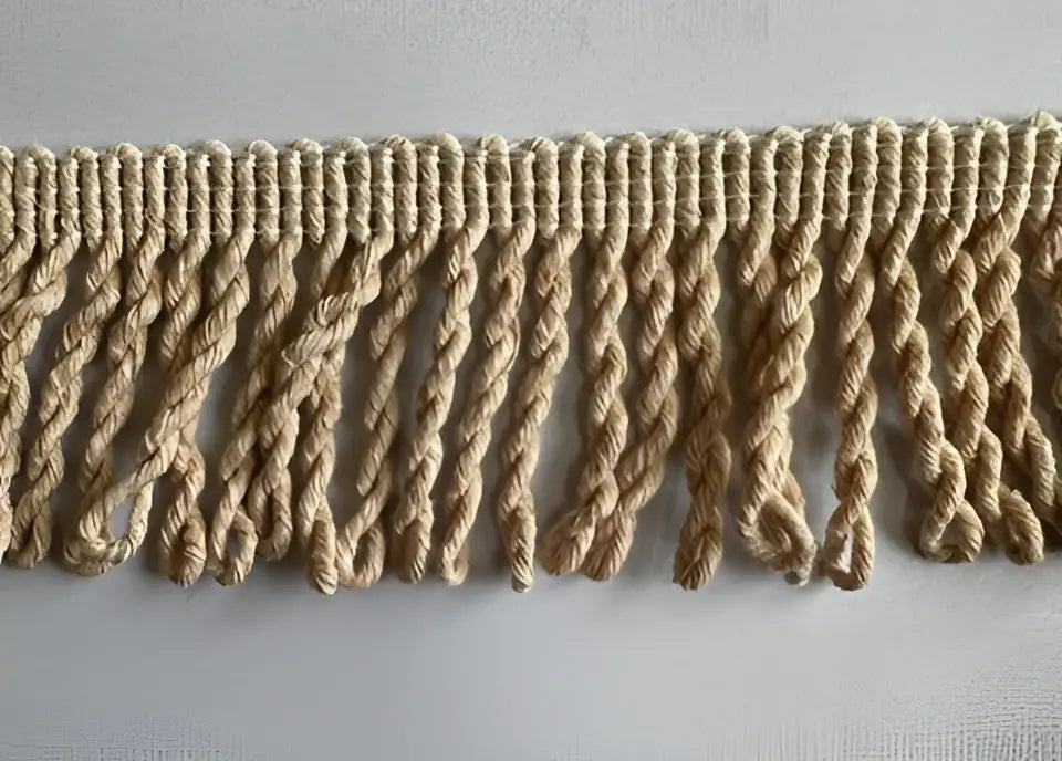 Franja atlântica algodão puro bege com franjas torcidas de 50mm ideal para decoração e artesanato l&l