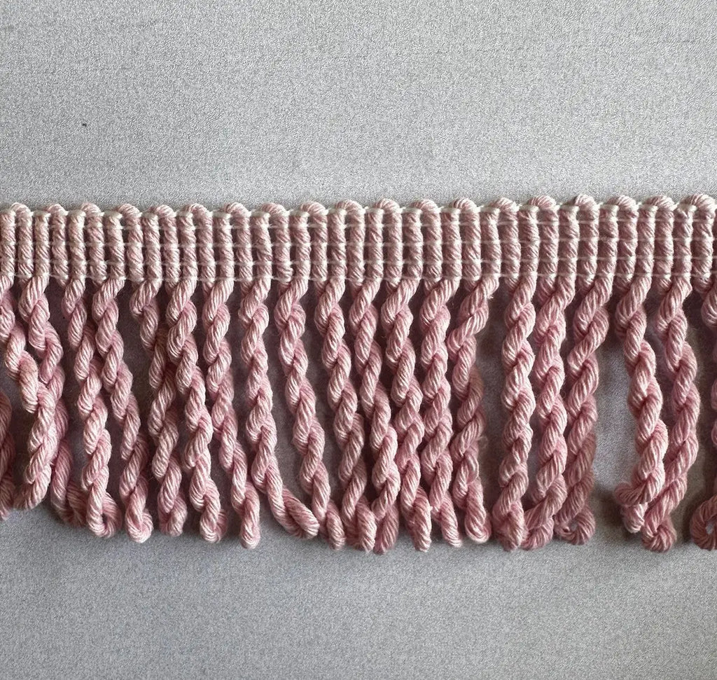 Franja atlântica algodão puro rosa delicada com textura suave e algodão torcido 50mm para acabamento artesanal