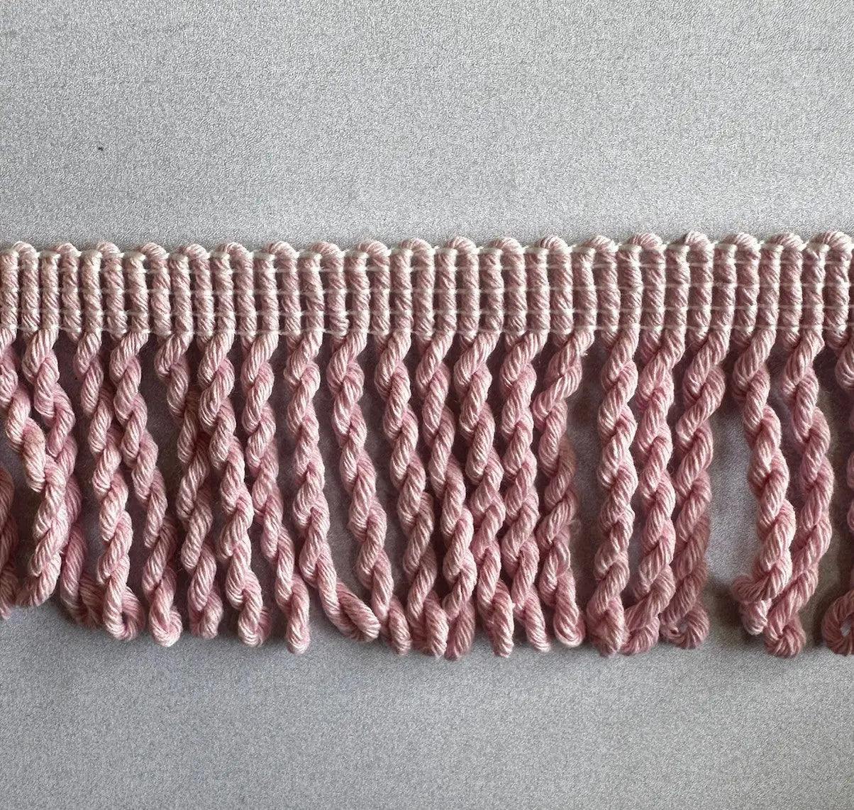 Franja atlântica algodão puro rosa delicada com textura suave e algodão torcido 50mm para acabamento artesanal