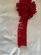 Franja atlântica algodão puro 50mm vermelha vibrante com pom pom artesanal e base texturada frisada l&l