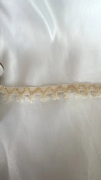 Franja bordado filigrana em algodão 100% creme com padrão tecido intricado e borda desfiada 25mm l&l
