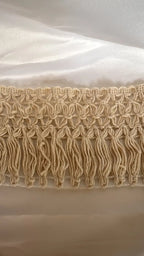 Beige franja bordadura estelar em algodão 80 por cento com padrão delicado e franjas suaves 100mm l&l