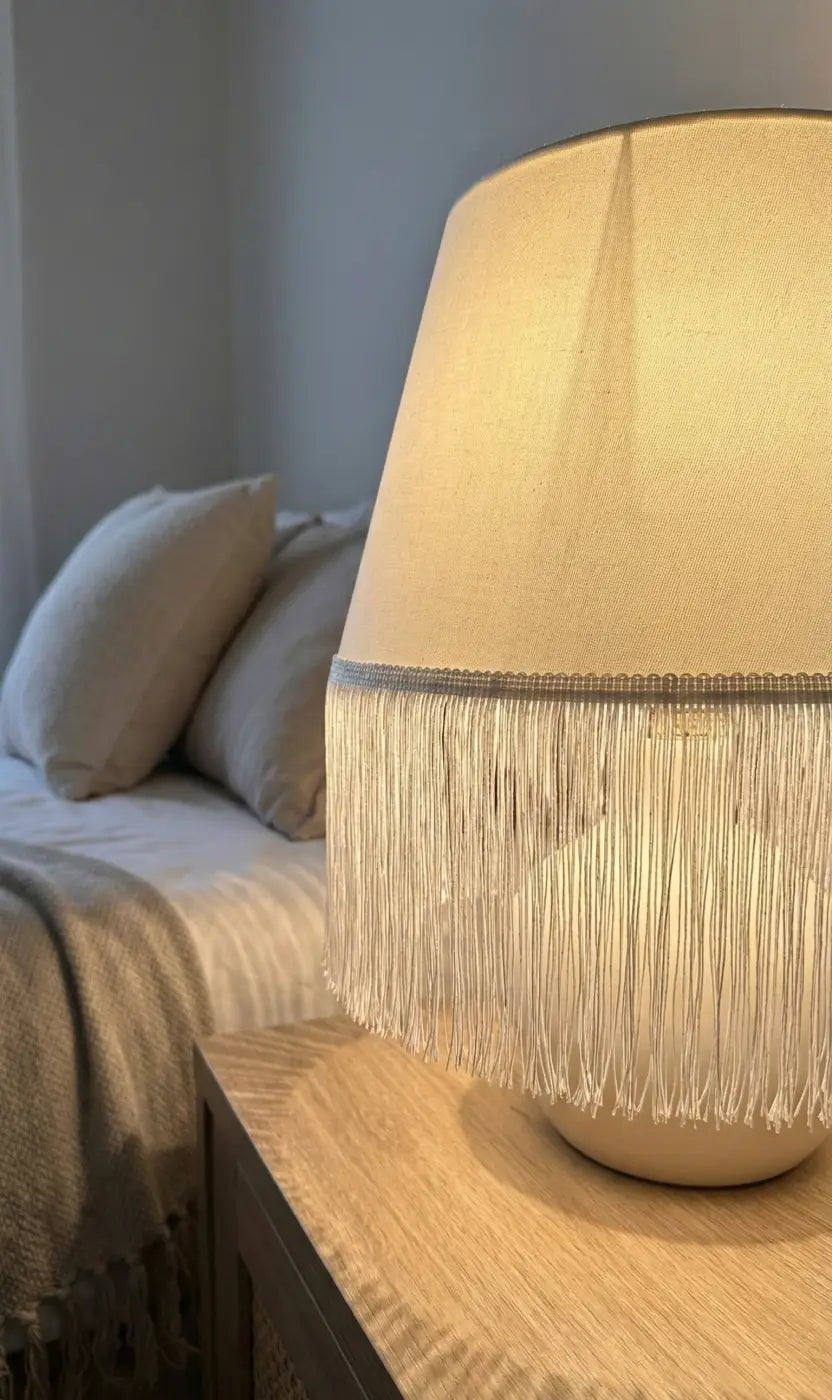 Franja gatsby rayon com cúpula creme em seda fluida com acabamento em franjas delicadas e textura suave
