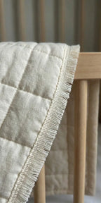Franja halo l&l manta suave 100 algodão cor natural com textura acolchoada e franjas delicadas na borda