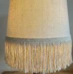 Beige franja liseré em algodão puro com franjas delicadas off-white para candeeiro l&l 70mm