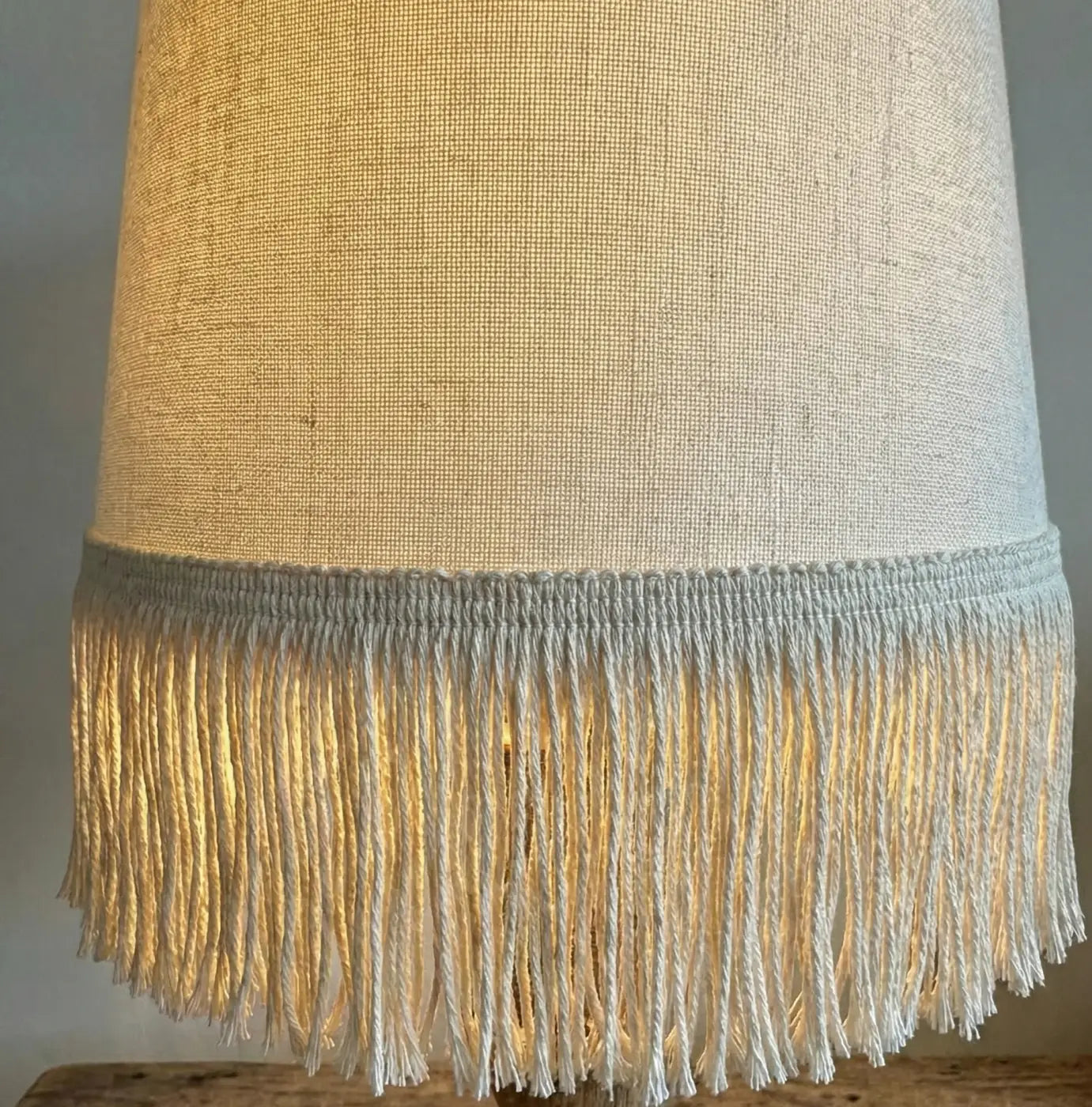 Beige franja liseré em algodão puro com franjas delicadas off-white para candeeiro l&l 70mm