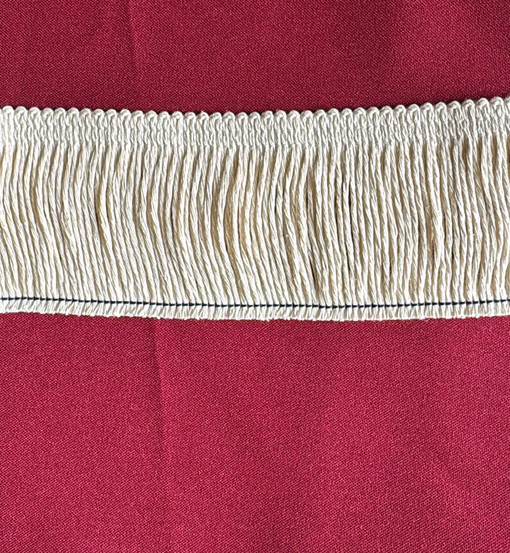 Franja liseré em algodão puro creme com acabamento texturizado e borda costurada da l&l 70mm