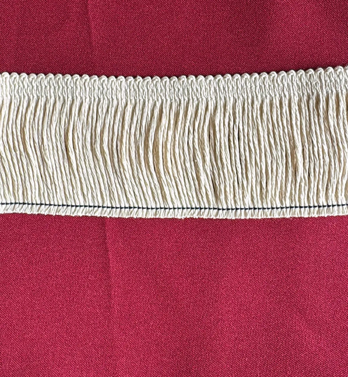 Franja liseré em algodão puro creme com acabamento texturizado e borda costurada da l&l 70mm