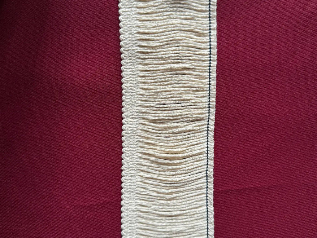 Franja liseré algodão puro 100% natural creme com textura e bordas costuradas l&l 70mm