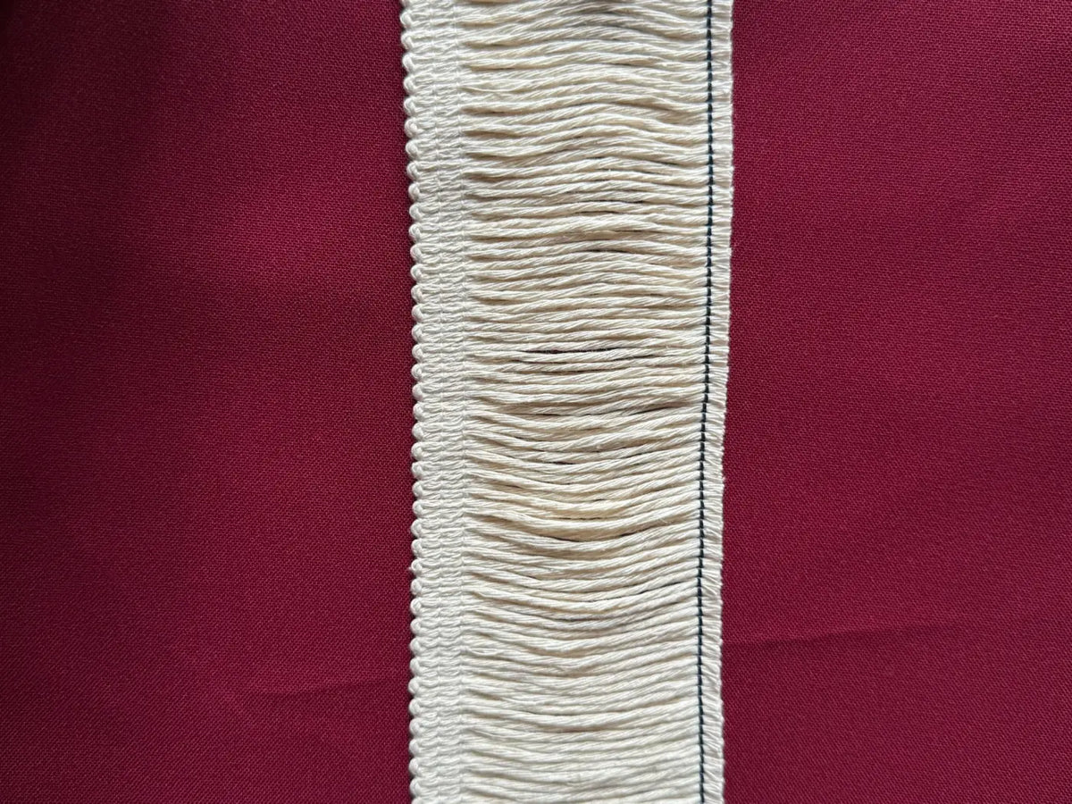Franja liseré algodão puro 100% natural creme com textura e bordas costuradas l&l 70mm