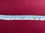 Delicada franja onda de cor algodão e filamento 20mm branca com detalhe azul claro l&l
