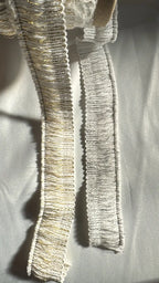 Franja pó de estrela algodão e lurex 45mm com algodão natural, brilho subtil e bordado cru delicado