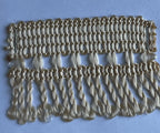 Beige metallic chain fringe trim with twisted tassels 50mm franja salon seda técnica l&l