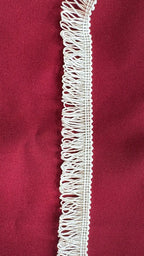 Delicada franja trousseau branca em renda com borda scalloped e franjas em rayon viscose 25mm l&l