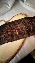 Franja windsor rayon viscose 100mm com textura rica em cores ricas como borgonha, dourado e castanho