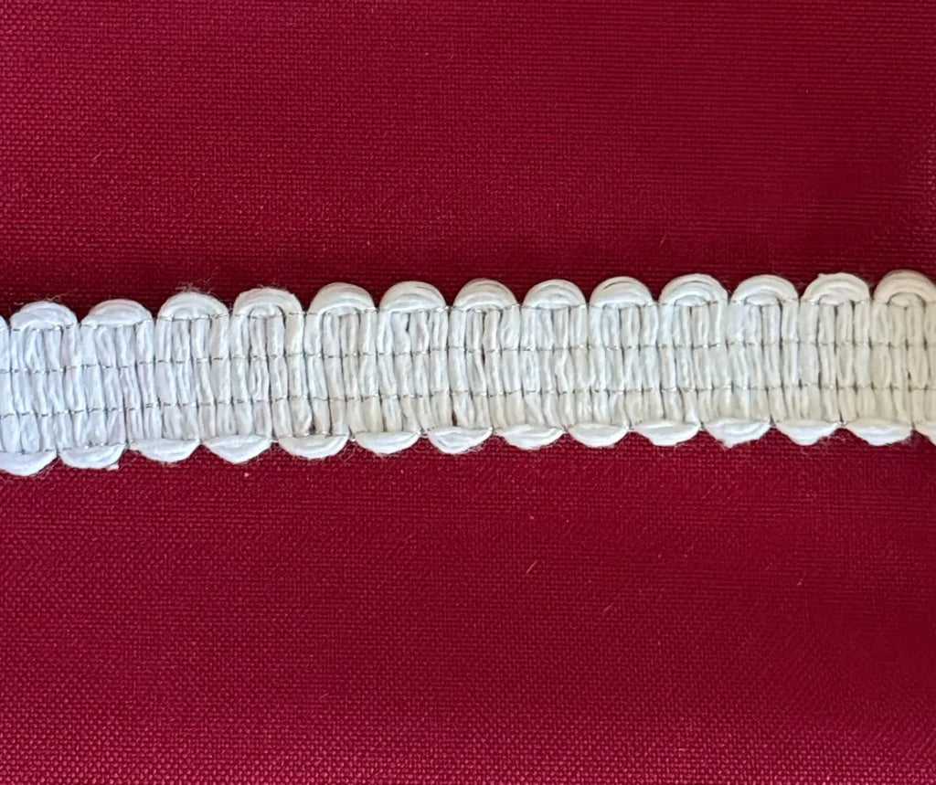 Galão picot branco com borda frisada texturada em algodão cru 100% natural l&l 15mm