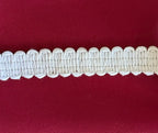 Galão picot branco com borda frisada texturada em algodão cru 100% natural l&l 15mm