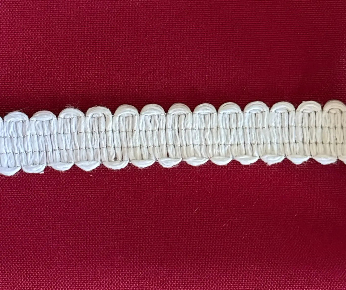 Galão picot branco com borda frisada texturada em algodão cru 100% natural l&l 15mm