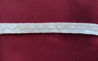 White elastic galão ponto com padrão de zigzag em lurex prateado e algodão 15mm l&l